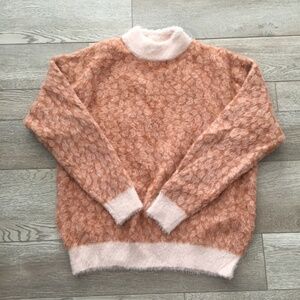 Listicle Women Sweater Pullover LSW050 Long Sleeve Leopard Blush Furry Chunky La